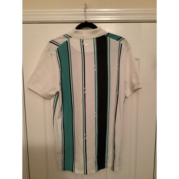 Nike golf vertical stripe polo shirt size: medium color: white/Green/Obsidian - Picture 10 of 12